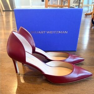 Stuart Weitzman Mara 75 Dorsay Leather Pump, Red Size 10